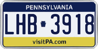PA license plate LHB3918