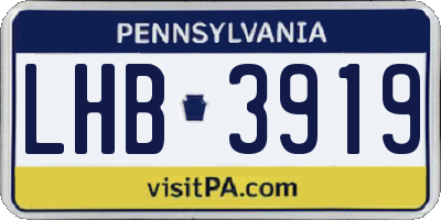 PA license plate LHB3919