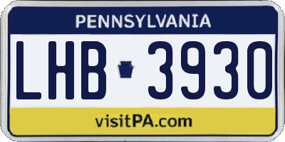 PA license plate LHB3930