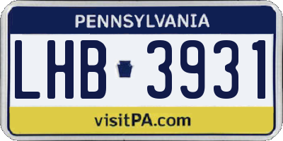 PA license plate LHB3931