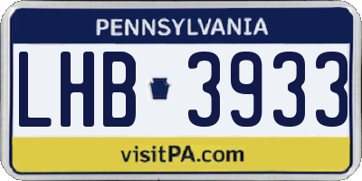 PA license plate LHB3933
