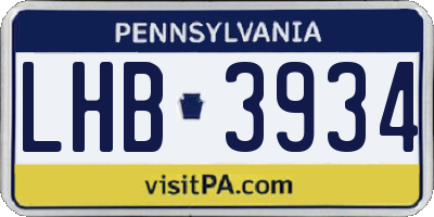 PA license plate LHB3934