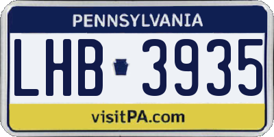 PA license plate LHB3935