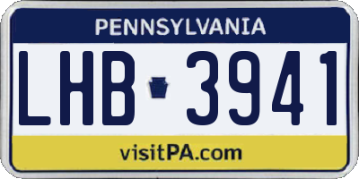 PA license plate LHB3941