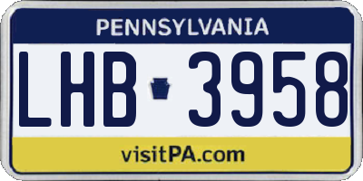 PA license plate LHB3958