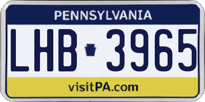 PA license plate LHB3965