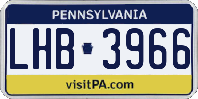 PA license plate LHB3966