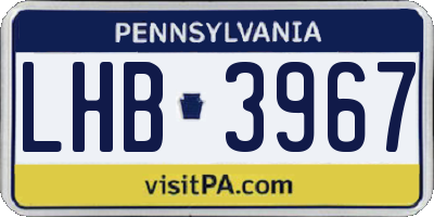 PA license plate LHB3967