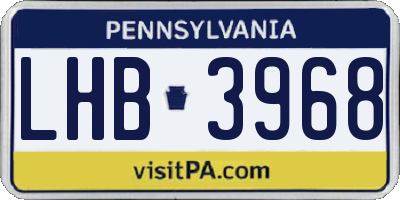 PA license plate LHB3968