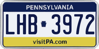 PA license plate LHB3972