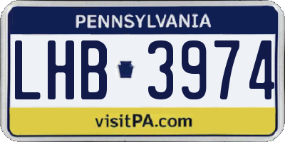 PA license plate LHB3974