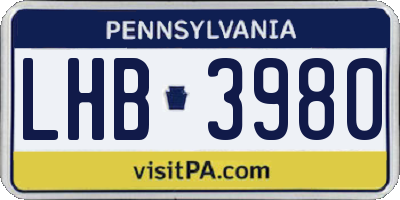 PA license plate LHB3980
