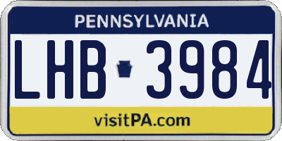 PA license plate LHB3984