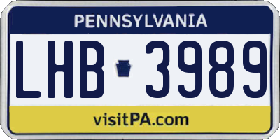 PA license plate LHB3989