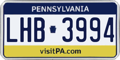 PA license plate LHB3994