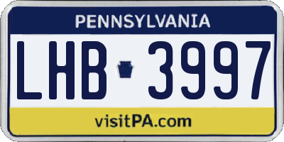 PA license plate LHB3997