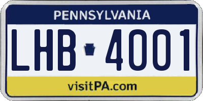 PA license plate LHB4001