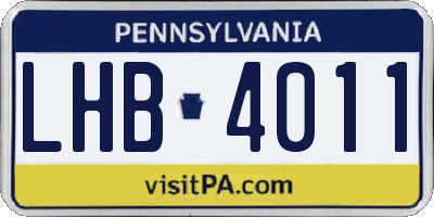 PA license plate LHB4011
