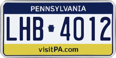PA license plate LHB4012