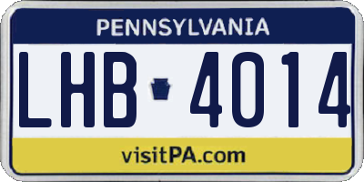 PA license plate LHB4014