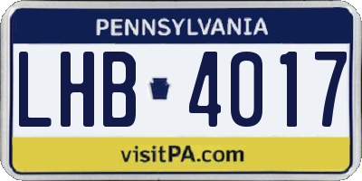 PA license plate LHB4017