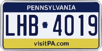 PA license plate LHB4019