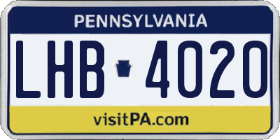 PA license plate LHB4020