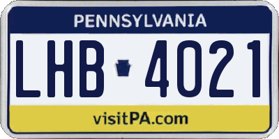 PA license plate LHB4021