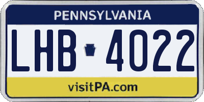 PA license plate LHB4022