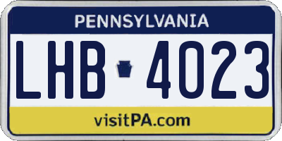 PA license plate LHB4023