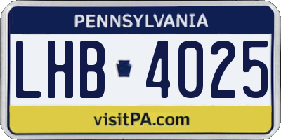 PA license plate LHB4025