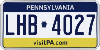 PA license plate LHB4027