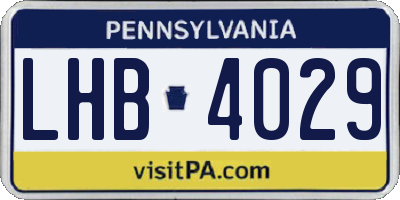 PA license plate LHB4029