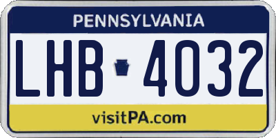 PA license plate LHB4032