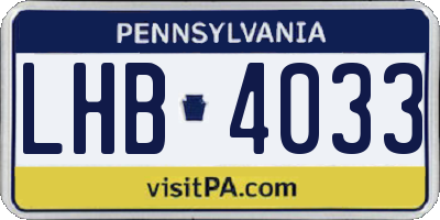 PA license plate LHB4033