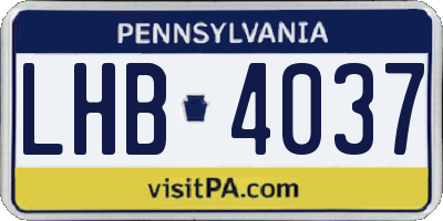 PA license plate LHB4037