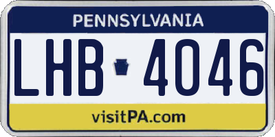 PA license plate LHB4046