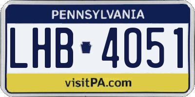 PA license plate LHB4051