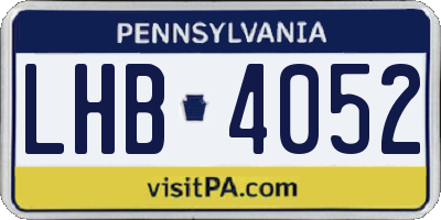 PA license plate LHB4052