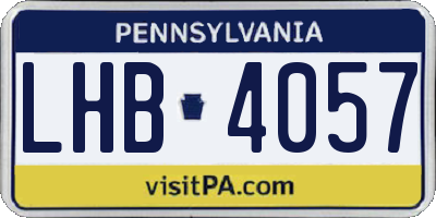 PA license plate LHB4057