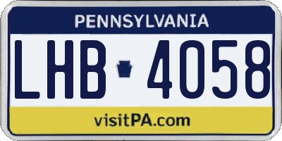 PA license plate LHB4058