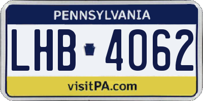 PA license plate LHB4062