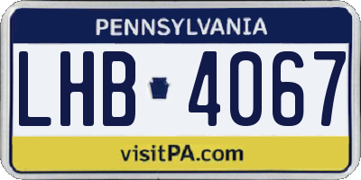 PA license plate LHB4067