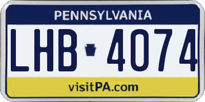 PA license plate LHB4074
