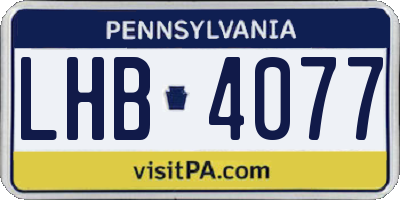 PA license plate LHB4077