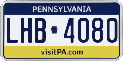 PA license plate LHB4080