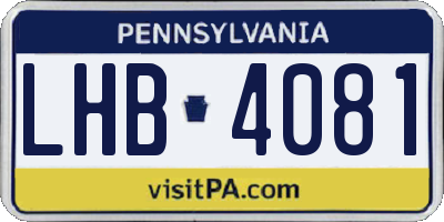 PA license plate LHB4081