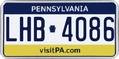 PA license plate LHB4086