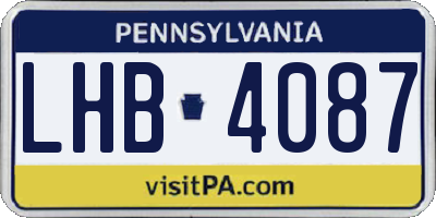 PA license plate LHB4087