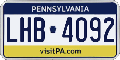PA license plate LHB4092